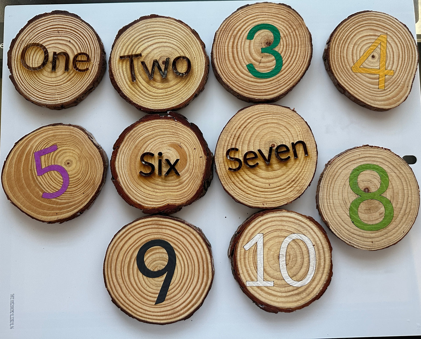 Wood Slice Number Discs - 1-10