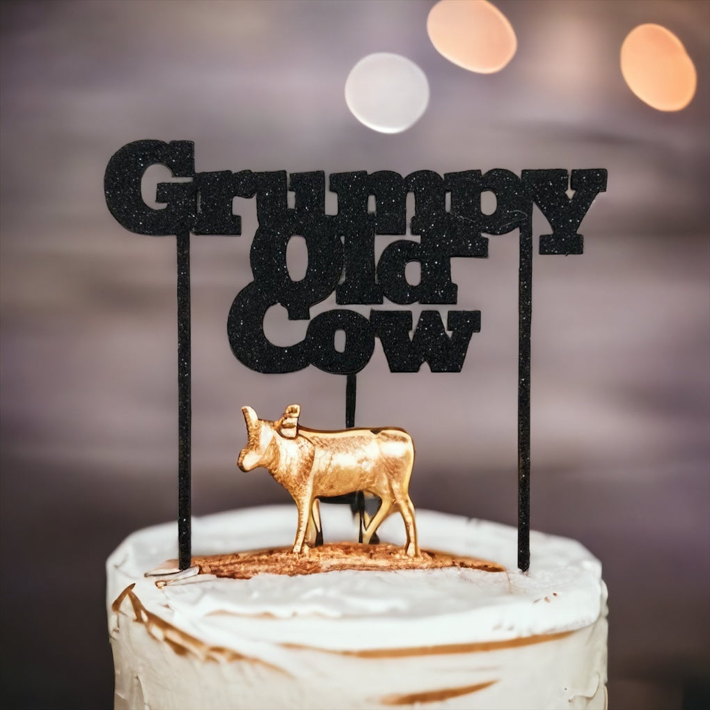 Glitter Cake Topper - Grumpy Old Cow