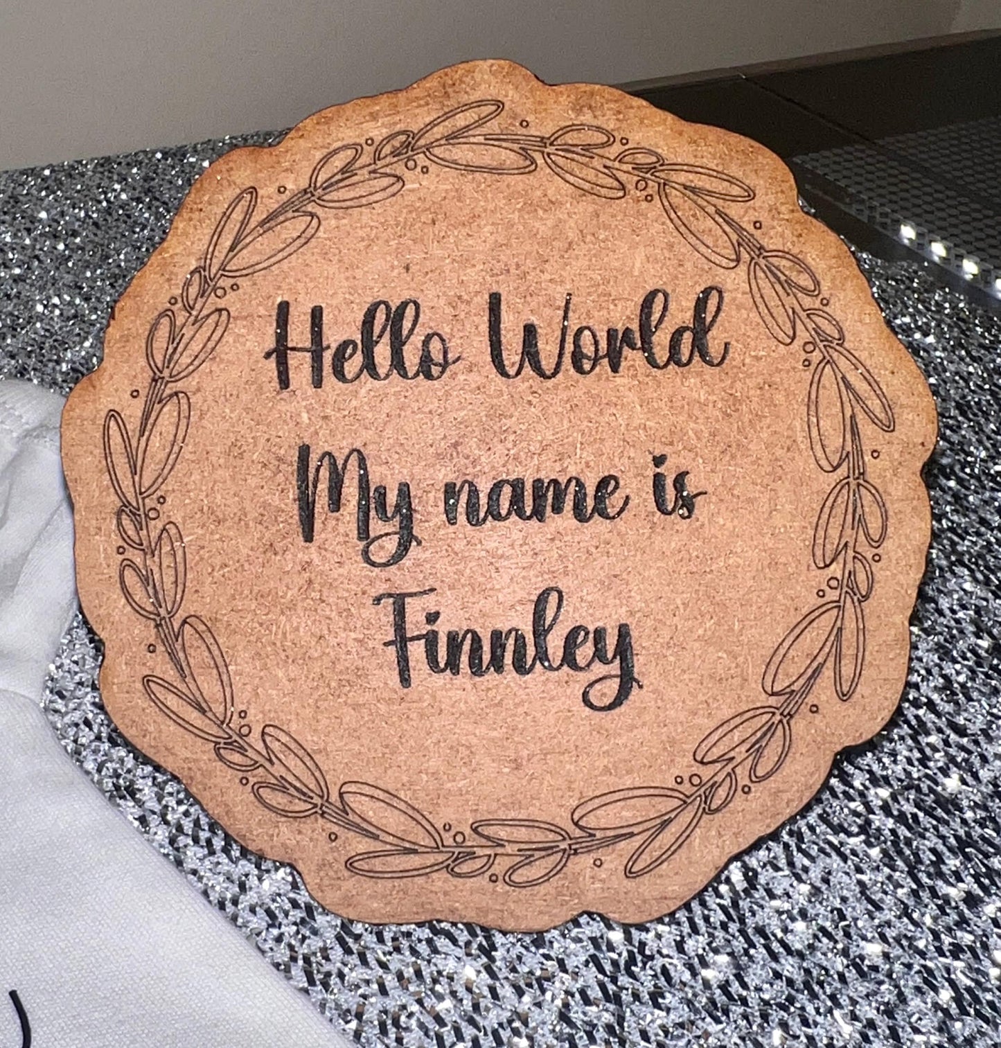 Birth Announcement vest and plaque