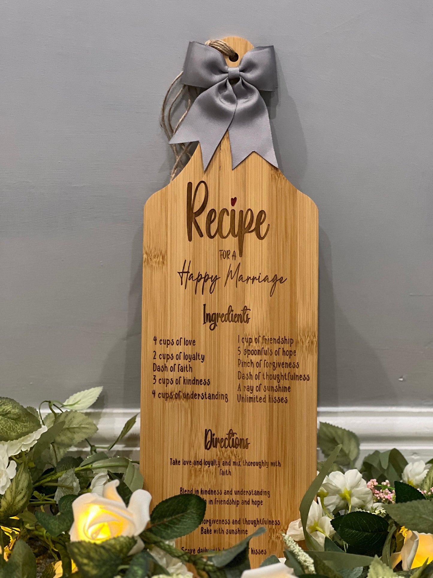 Wedding Gift - Recipe for Happy Marriage - bride & groom - celebration - cutting board - cheese board - carciature board