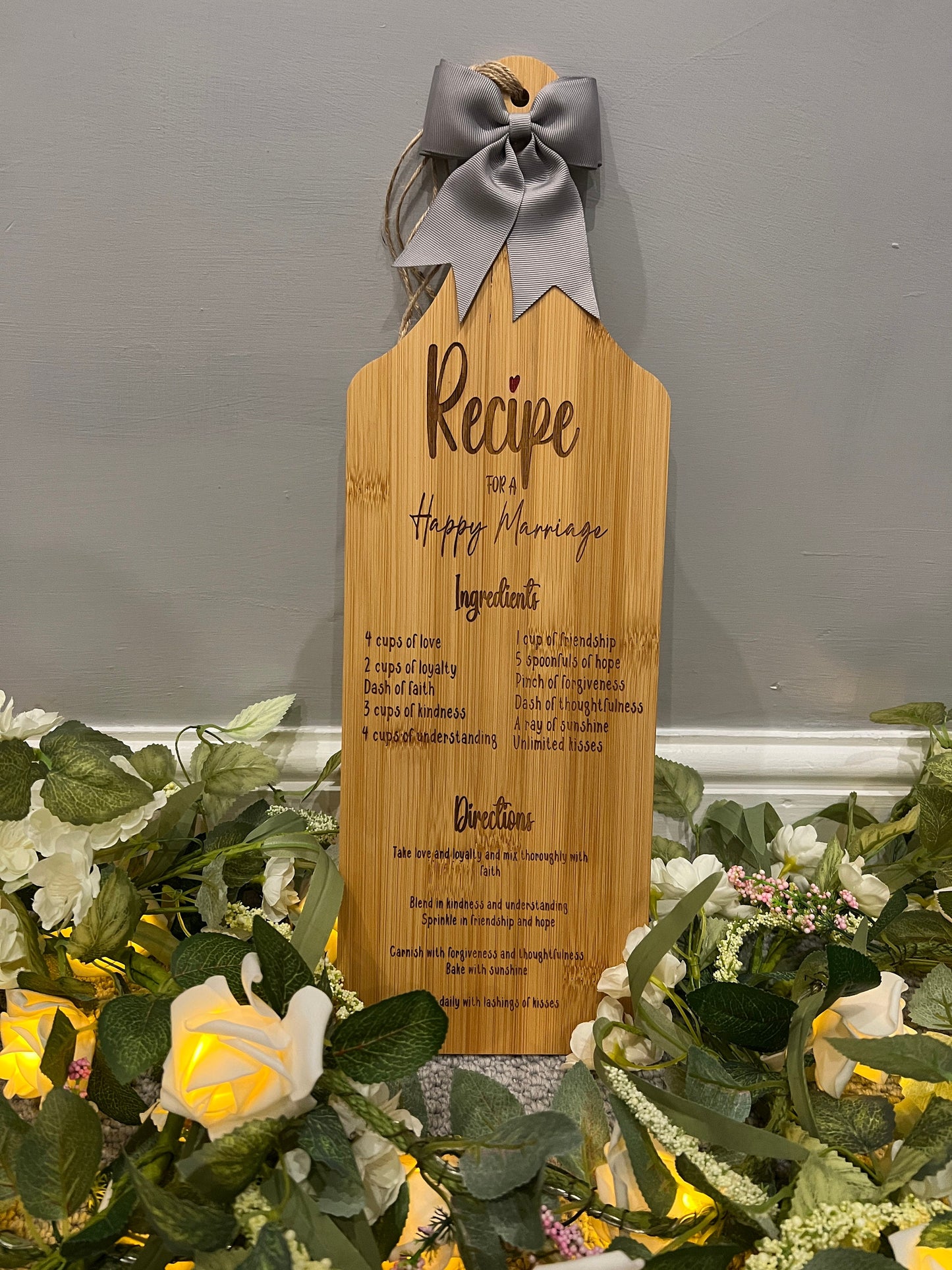 Wedding Gift - Recipe for Happy Marriage - bride & groom - celebration - cutting board - cheese board - carciature board