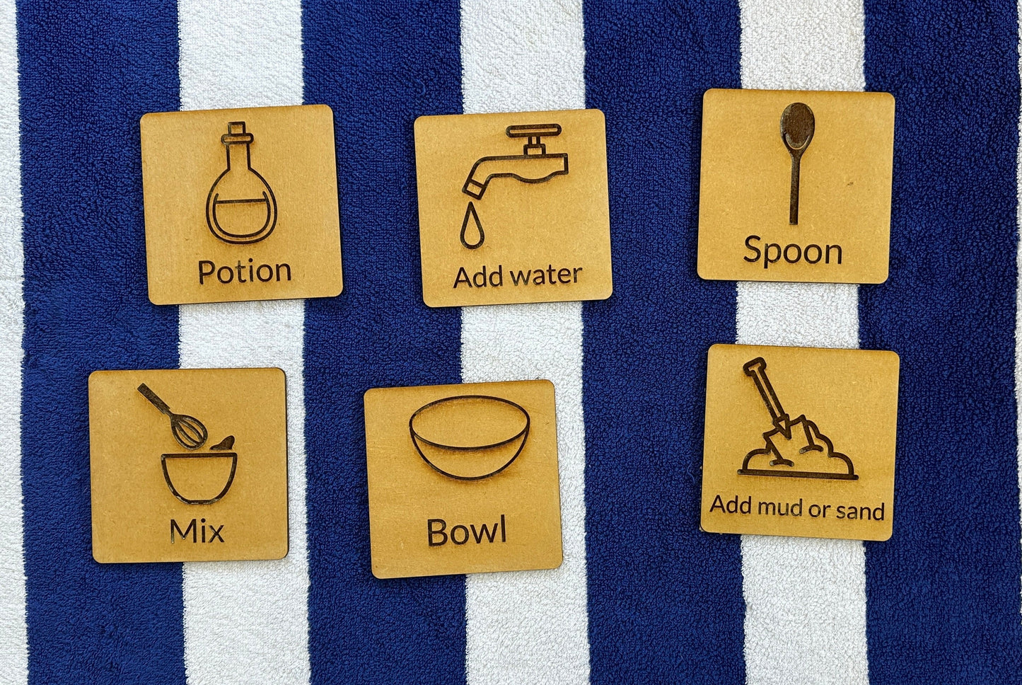 Set of 6 wooden learning/display discs, educational, tuff tray, forest school, early years - teaching tool - mud kitchen