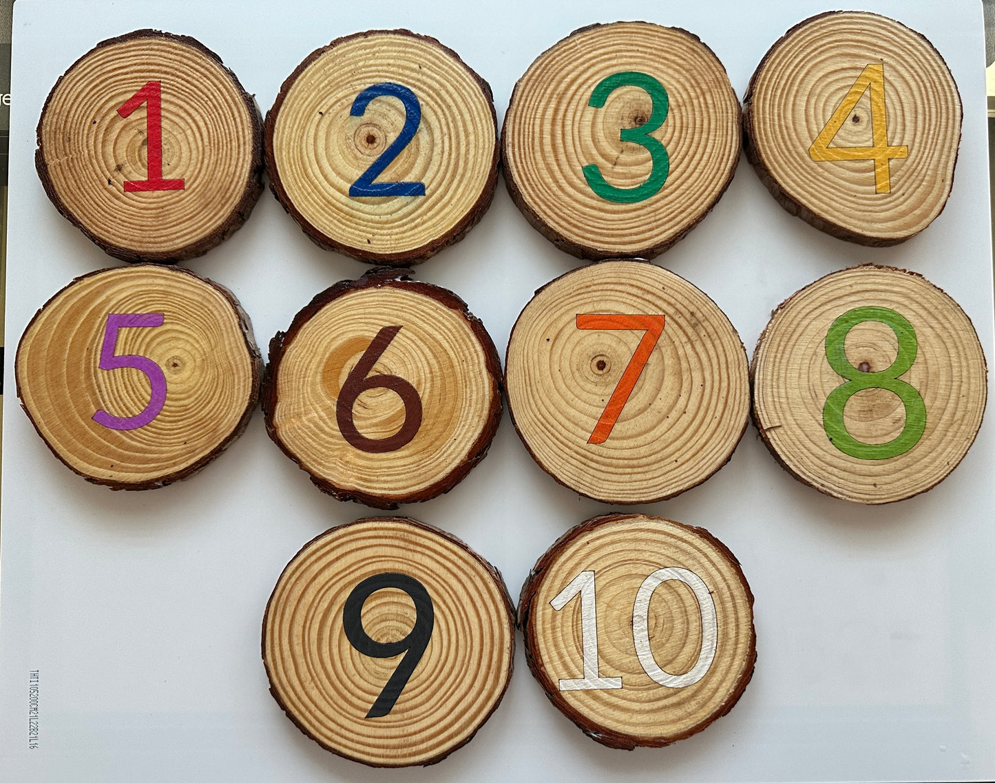 Wood Slice Number Discs - 1-10